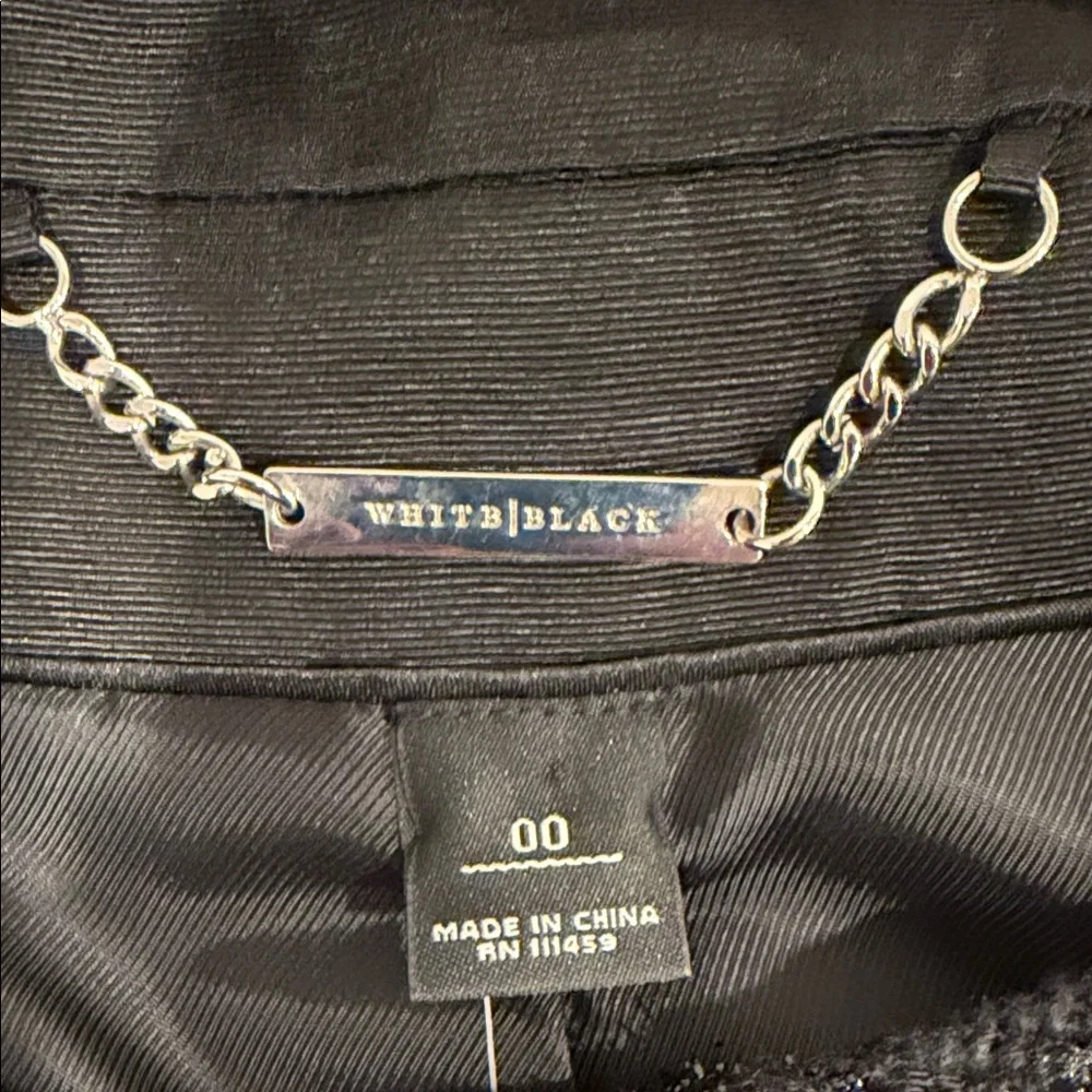 🌿 NWT WHBM Metallic Tweed Blazer ✨ Lightweight Spring Layer Chain Detail Size 00 - Picture 12 of 16